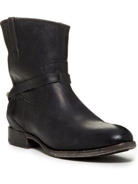 Frye Lindsay Plate Black Women's Short Harness Leather Boot